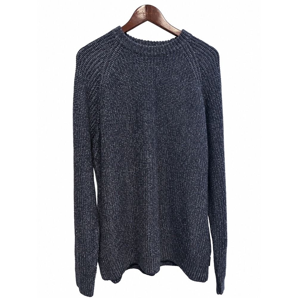 Woolrich Sweater Mens XXL Navy EUC Ramie Cotton Chunky Knit Raglan 4151BS